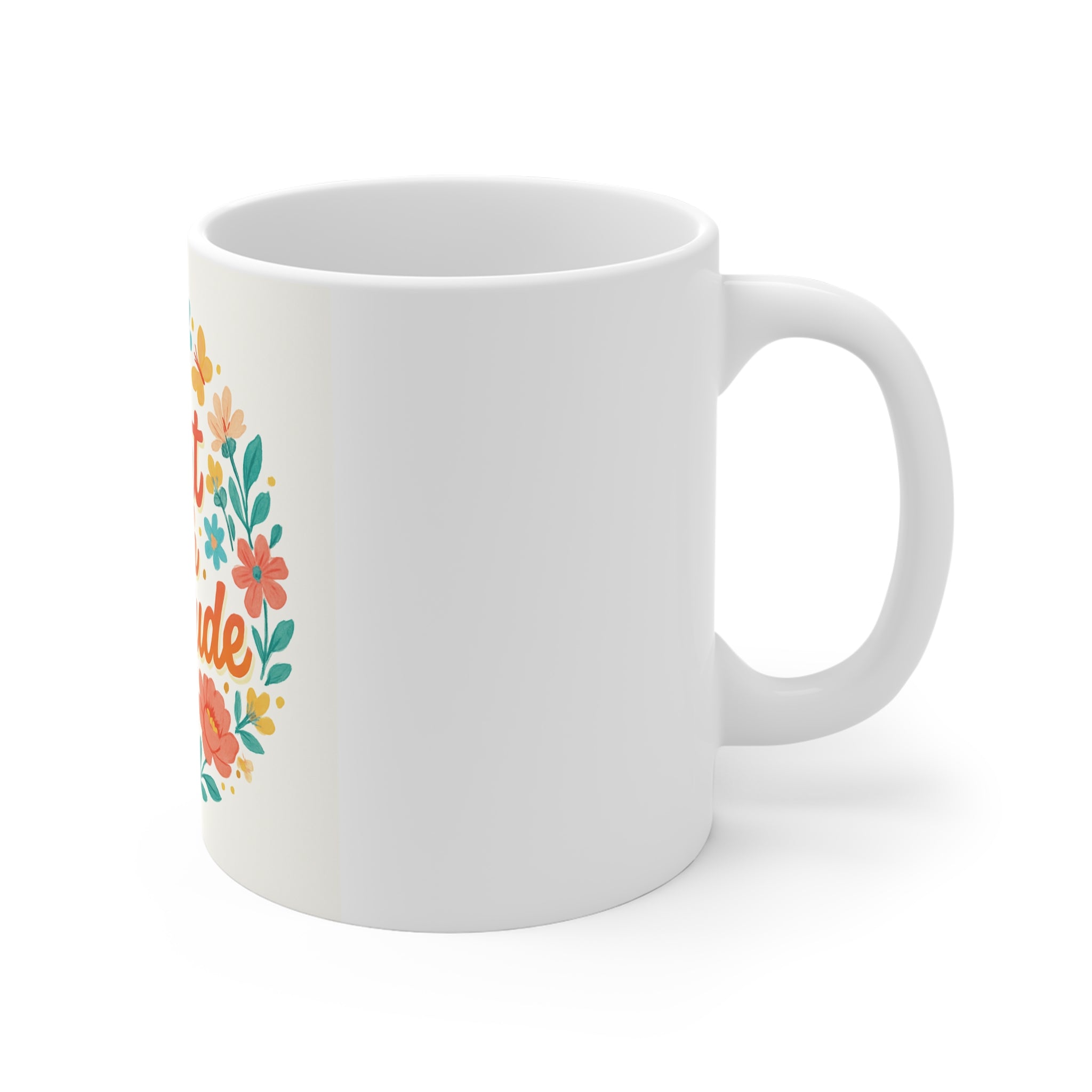Gratitude Floral Mug - 11oz Inspirational Coffee Cup